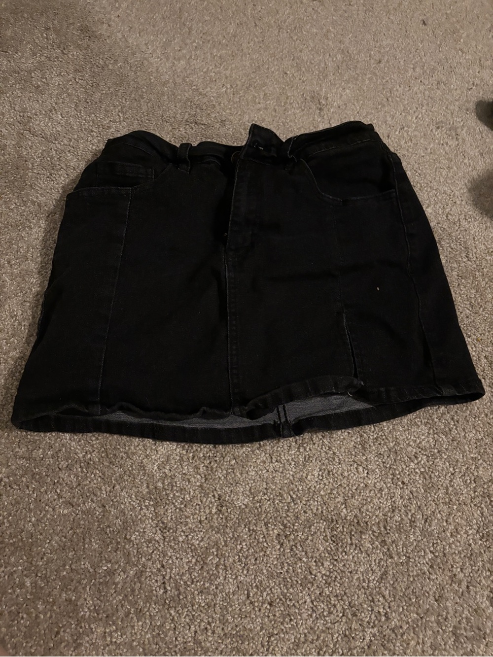 Classic Black Denim Mini Skirt